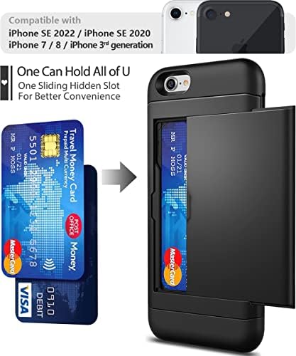 מארז Supbec iPhone SE 2022, iPhone 7/8 / SE 2020 מארז עם מחזיק כרטיסים ו- [מגן מסך מזג זכוכית x2] iPhone